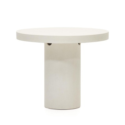 Mesa Aguabrava, exterior, cimento, branco, Ø90x75