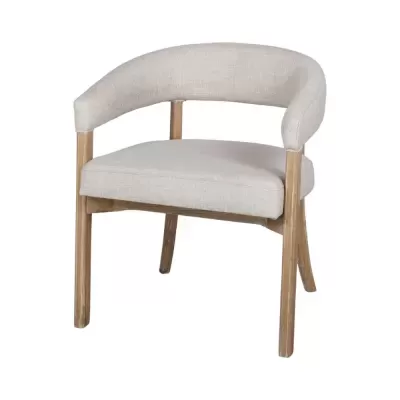 Cadeira estofada creme com braços em madeira Oderi