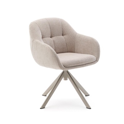 Cadeira giratória Dorian, estofada, chenille, bege