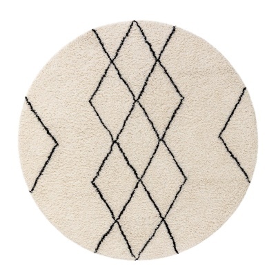 Tapete Berbe, lã natural, creme, Ø150