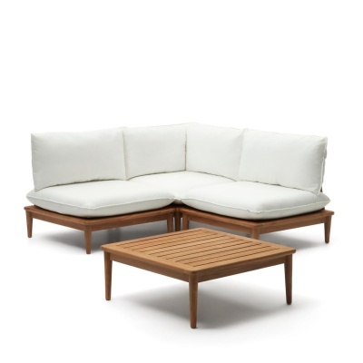 Conjunto Porto Rico, sofá 2 lugares, mesa, madeira teca