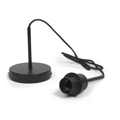 Kit Cabo Elétrico com Casquilho Preto e Cabo Preto 1,5 m