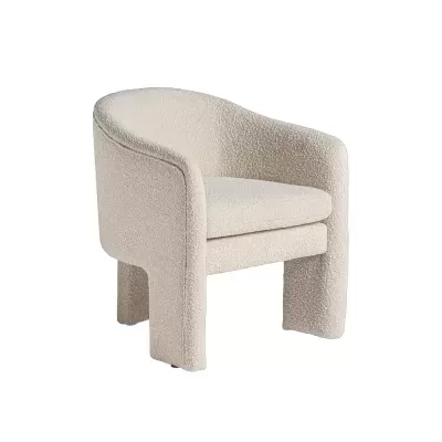 Cadeirão com braços estofado bouclé branco cru Prati