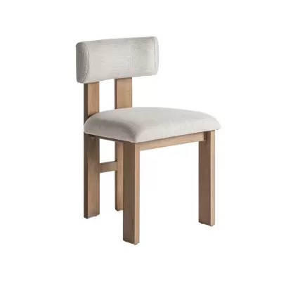 Cadeira estofada bege madeira de freixo Oris