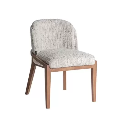 Cadeira estofada bege madeira seringueira Erbach