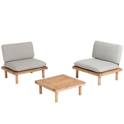 Conjunto Virdis, 2 lugares, mesa, madeira acácia