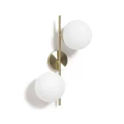 Aplique de Parede em Vidro Fosco e Metal Dourado Mhala