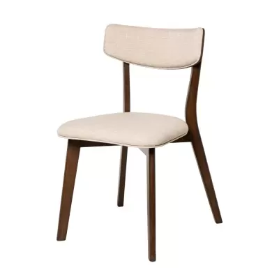 Cadeira estofada bege em nogueira Anais