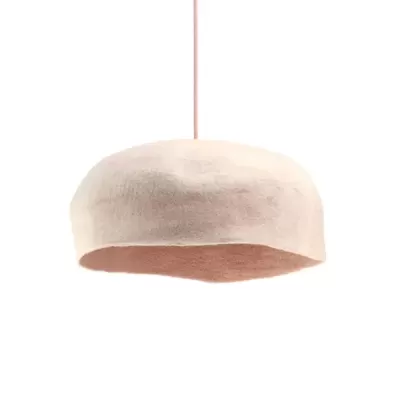 Candeeiro de Teto em Feltro Rosa Natural Yurte Ø40x14 cm