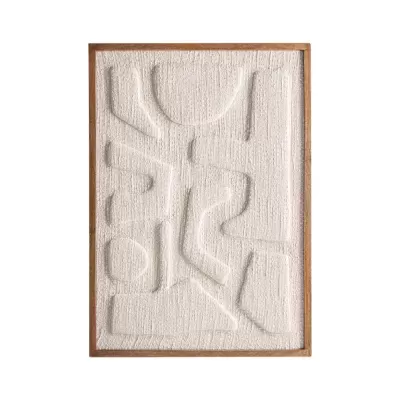 Quadro em madeira e algodão off-white Sobek 76x107