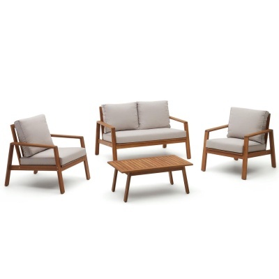 Conjunto Feres, Sofá, 2 cadeirões, mesa centro, acácia