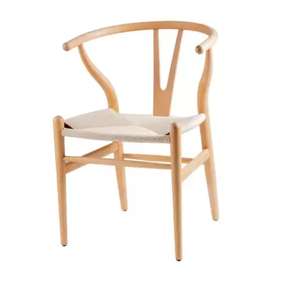 Cadeira com braços em madeira faia Wishbone