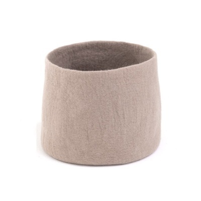 Cesta Calbas, lã feltrada, bege, Ø33x27