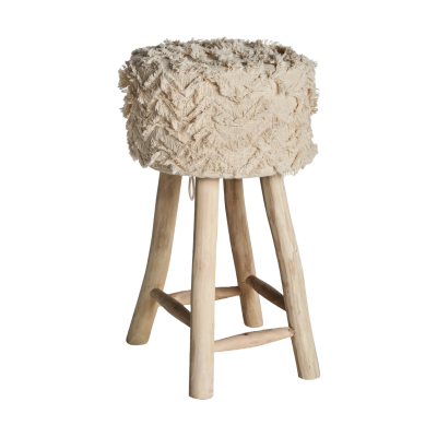 Banco Mittet, madeira/algodão, bege, Ø40x70