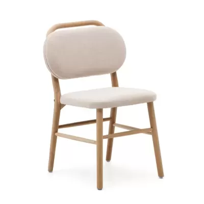 Cadeira estofada bege em carvalho Heldan