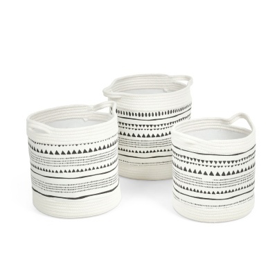 Cestas Kamai, corda de algodão, branco, (Conj.3)