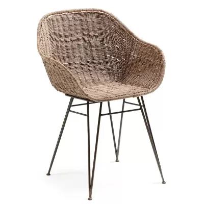 Cadeira com braços em rattan natural Charles