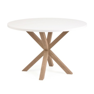 Mesa de jantar Arge, melamina/metal, branco, Ø120x75