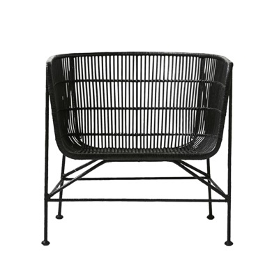 Cadeirão Coon, rattan natural, preto