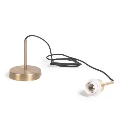 Kit Cabo Elétrico com Casquilho Dourado e Cabo Preto 1,5 m