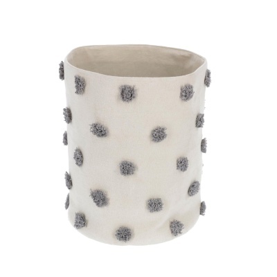 Cesto Khris, algodão, bege/cinza, Ø35x45