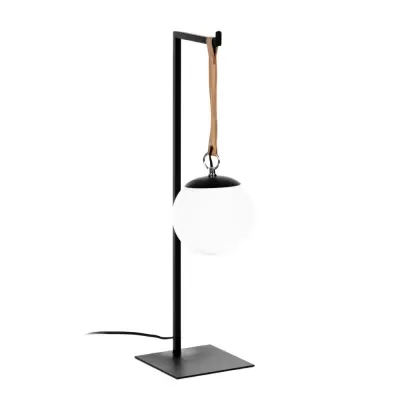 Candeeiro de Mesa em Metal Branco e Preto Globo