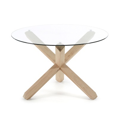 Mesa de jantar Latus, vidro/carvalho, Ø120x77