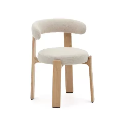 Cadeira em madeira de freixo estofada chenille Grani