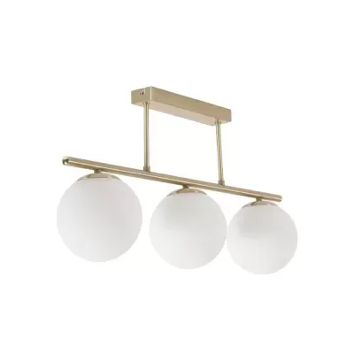 Candeeiro de Teto Mhala em Vidro Fosco e Metal Dourado 14x62