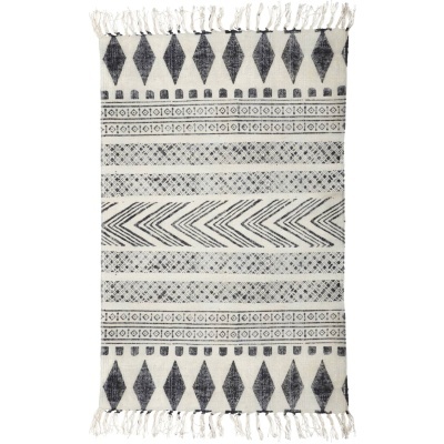 Tapete Block, algodão, natureza/preto, 160x230