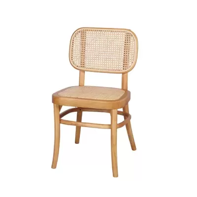 Cadeira em madeira estofada rattan Bianca