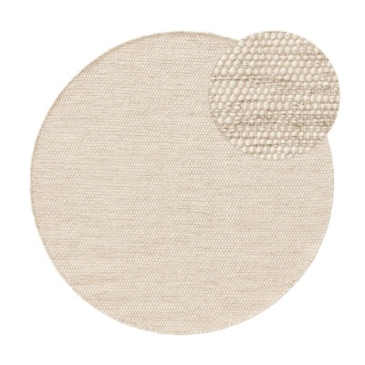 Tapete redondo Rocko, lã natural, creme