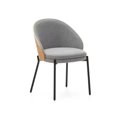 Cadeira estofada cinza em madeira e metal Emmy