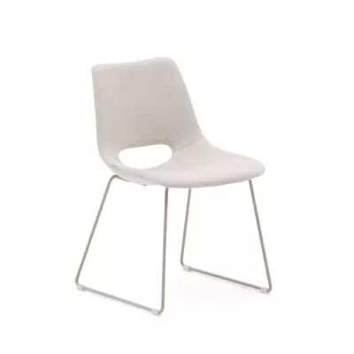 Cadeira estofada bege em metal Zaha