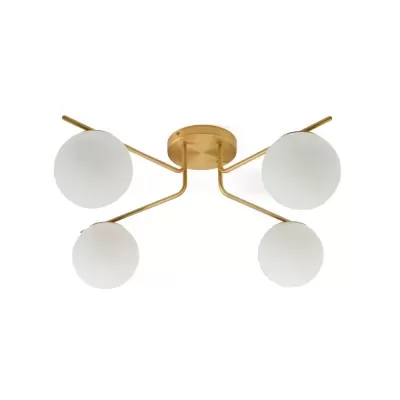 Candeeiro de Teto em vidro fosco e metal dourado Brisa