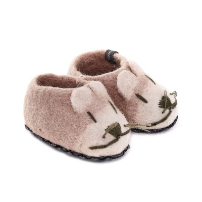 Pantufas Mouse Slippers, lã feltrada, rosa