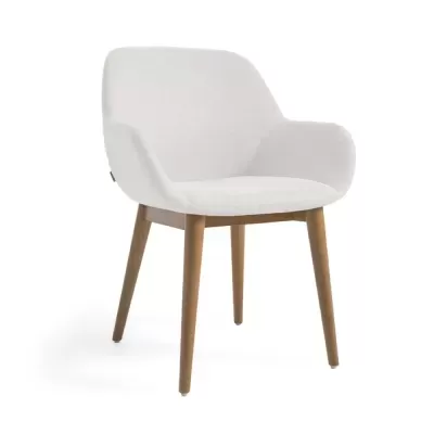 Cadeira com braços estofada chenille bege Konni