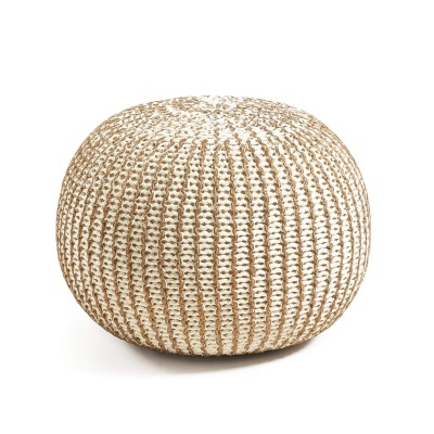 Pufe Suke, malha de croché, dourado, Ø45x35
