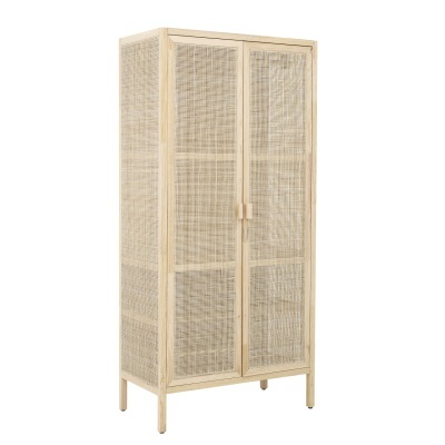 Roupeiro Mariana, madeira pinho/rattan, 85x180