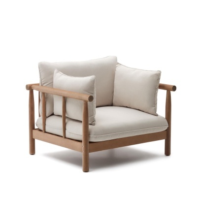 Cadeirão Savan, exterior, madeira eucalipto, bege