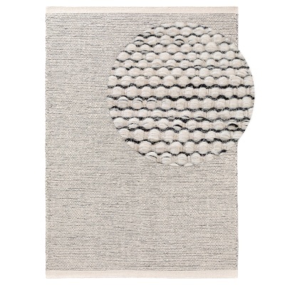 Tapete Rocko, lã natural, bege/preto