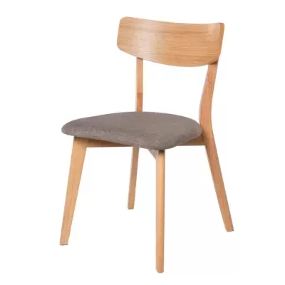Cadeira estofada cinza em carvalho Keira