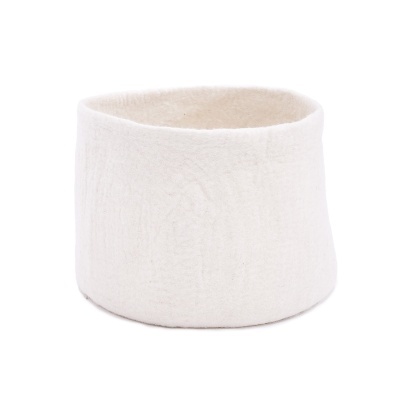 Cesta Calbas, lã feltrada, natural, Ø33x27