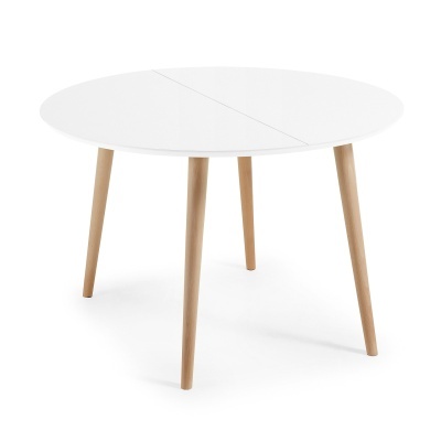 Mesa extensível Oki, madeira faia/lacado, 120(200)x120