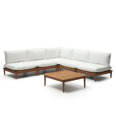 Conjunto Porto Rico, sofá 4 lugares, mesa, madeira teca