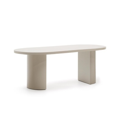 Mesa oval Nely, MDF, branco, 200X100
