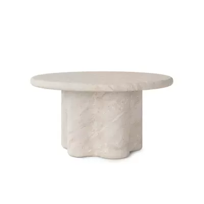 Mesa de centro em cimento e travertino Luigi Ø80x40