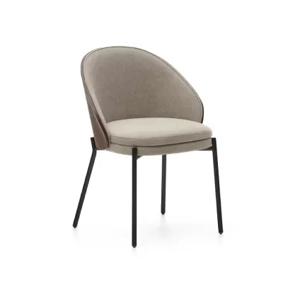 Cadeira estofada chenille em madeira e metal Emmy