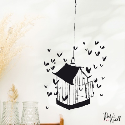 Sticker de parede "The cage with hearts", 41x134