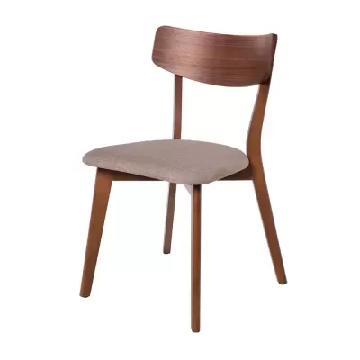 Cadeira estofada cinza em nogueira Keira